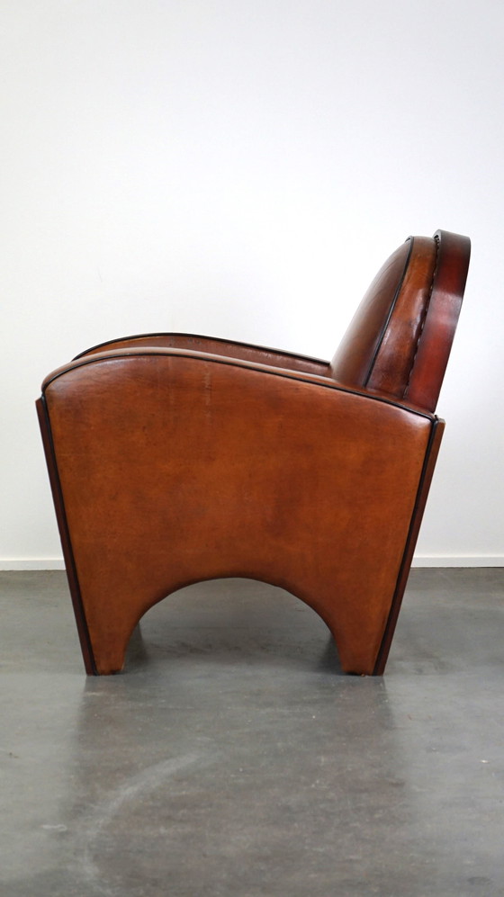 Image 1 of Sheep leather Artdeco design armchair