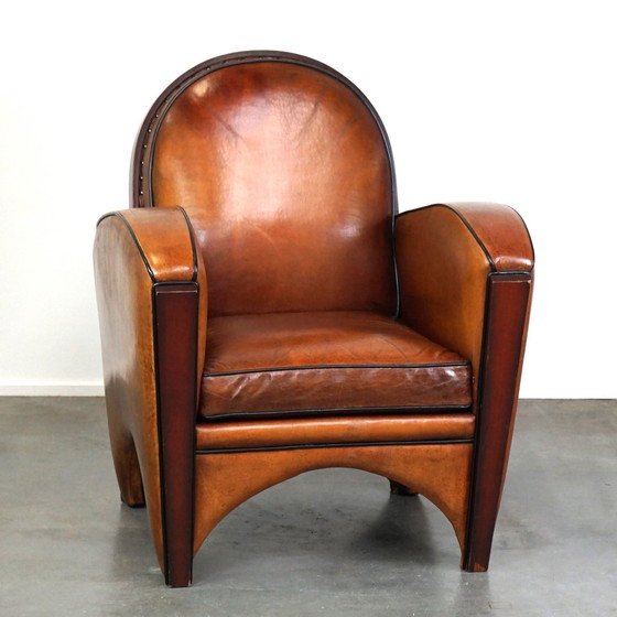 Image 1 of Sheep leather Artdeco design armchair