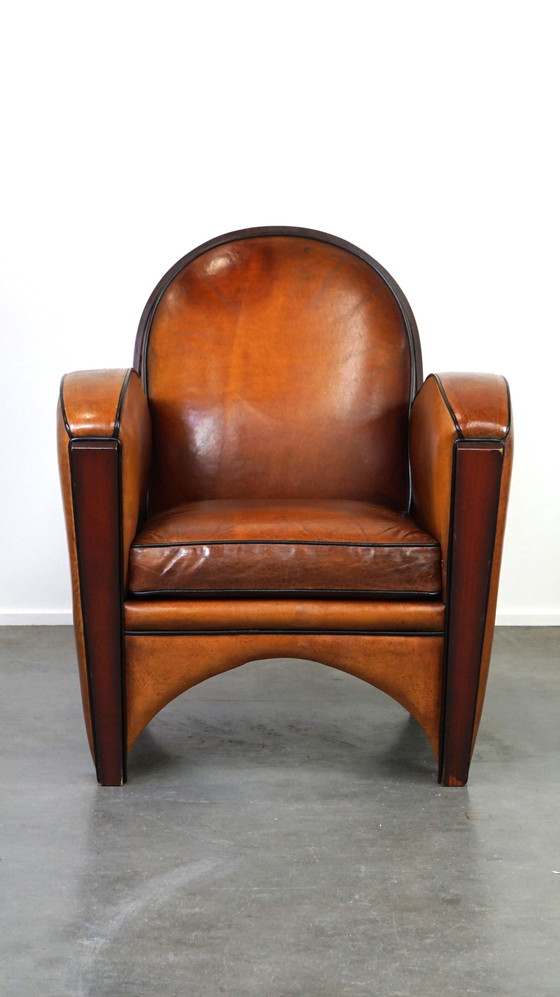 Image 1 of Sheep leather Artdeco design armchair