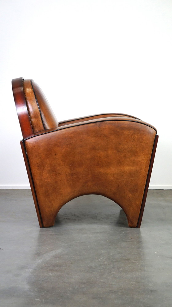 Image 1 of Sheep leather Artdeco design armchair