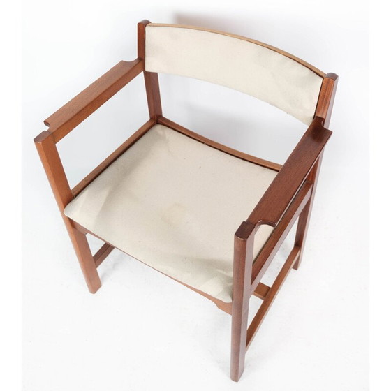 Image 1 of Vintage Danish armchair in mahogany and light fabric by Søborg Furniture, 1960s
