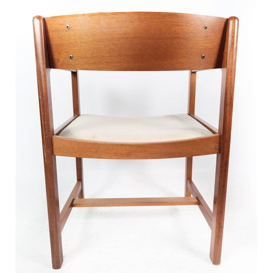 Image 1 of Vintage Danish armchair in mahogany and light fabric by Søborg Furniture, 1960s