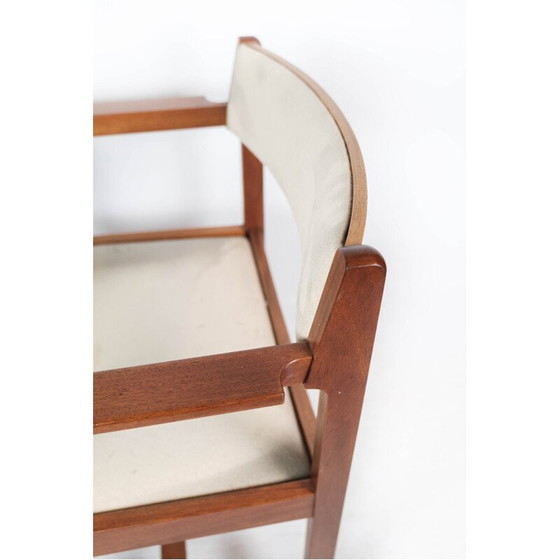 Image 1 of Vintage Danish armchair in mahogany and light fabric by Søborg Furniture, 1960s