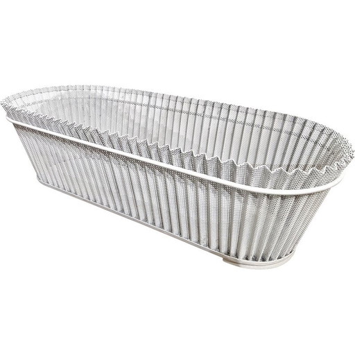 Vintage planter in white perforated sheet metal by Mathieu Matégot, 1960s