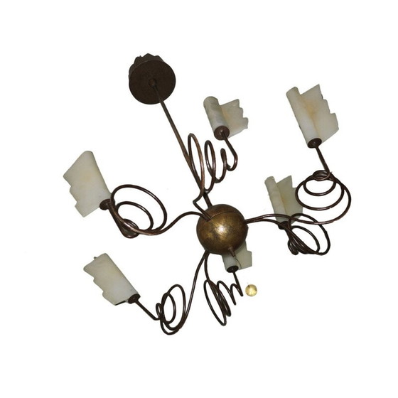 Image 1 of Vintage chandelier in gilded metal and murano glass by Jean-Francois Crochet for Terzani, Italy