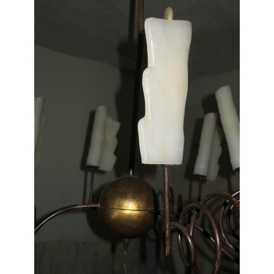 Image 1 of Vintage chandelier in gilded metal and murano glass by Jean-Francois Crochet for Terzani, Italy