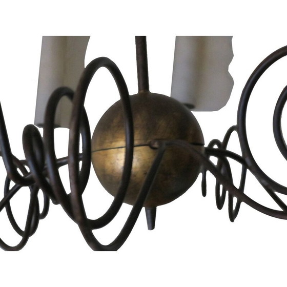 Image 1 of Vintage chandelier in gilded metal and murano glass by Jean-Francois Crochet for Terzani, Italy