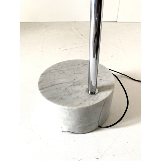 Image 1 of Vintage arc floor lamp in flexuble chrome and Carrara marble, Italy 1960