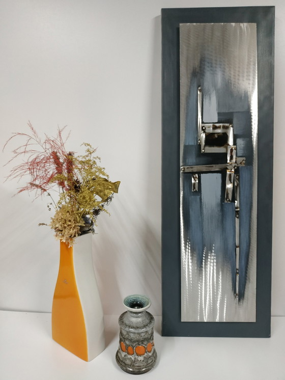 Image 1 of Industrial Abstract Artwork, Metal Artwork On Canvas.