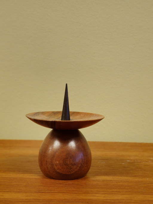 Mid-Century Teak Candlestick Candle Holder Candlesticks Vintage