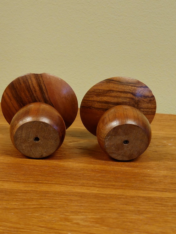 Image 1 of Mid-Century Teak Candlestick Candle Holder Candlesticks Vintage