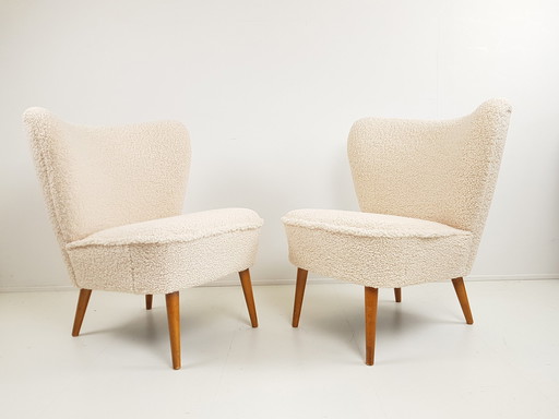 2 vintage cocktail chairs teddy cream new upholstered