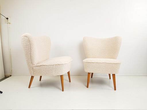 2 vintage cocktail chairs teddy cream new upholstered