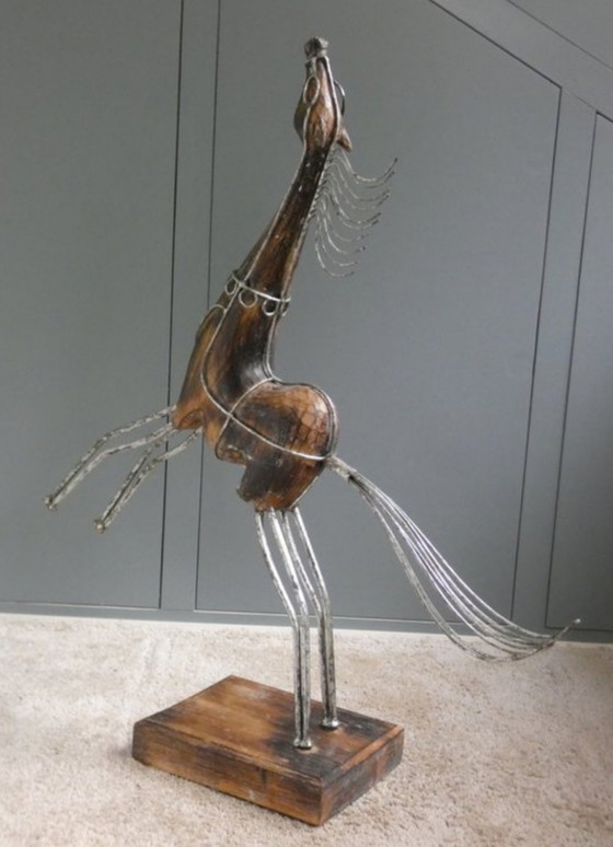 Image 1 of Sculpture rising horse teak