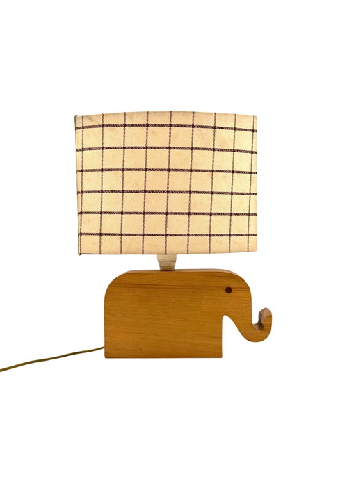 Mid Century Modern Wood Elephant Table Lamp, Italy Circa 1960s