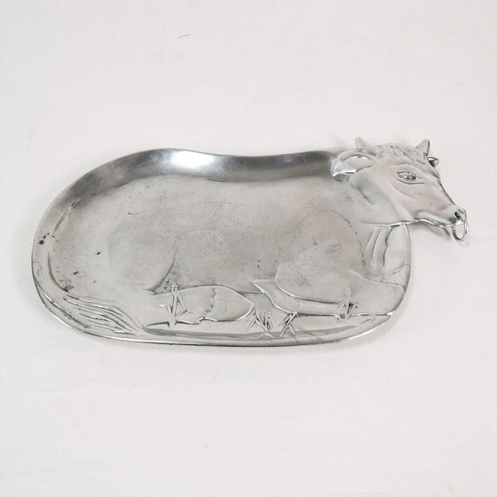 Image 1 of Vintage thick polished aluminum meal tray, Germany 1970