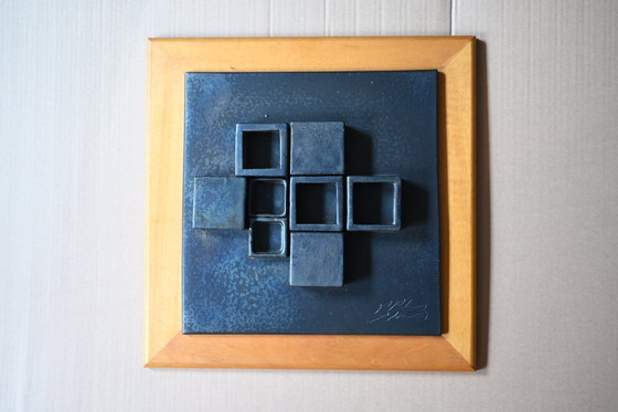 Image 1 of Cubist art object made of terracotta - Relief - 70s - Signed