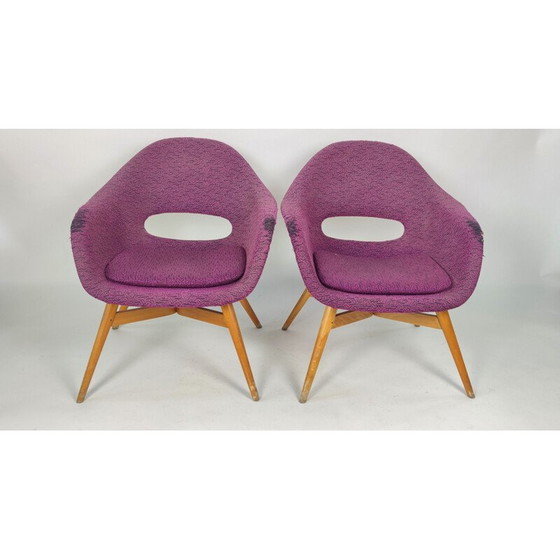 Image 1 of Pair of vintage shell armchairs by M. Navratil for Vertex, Czechoslovakia 1960