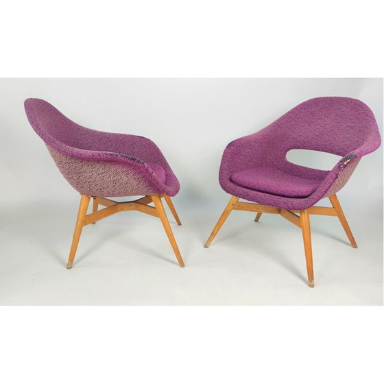 Image 1 of Pair of vintage shell armchairs by M. Navratil for Vertex, Czechoslovakia 1960