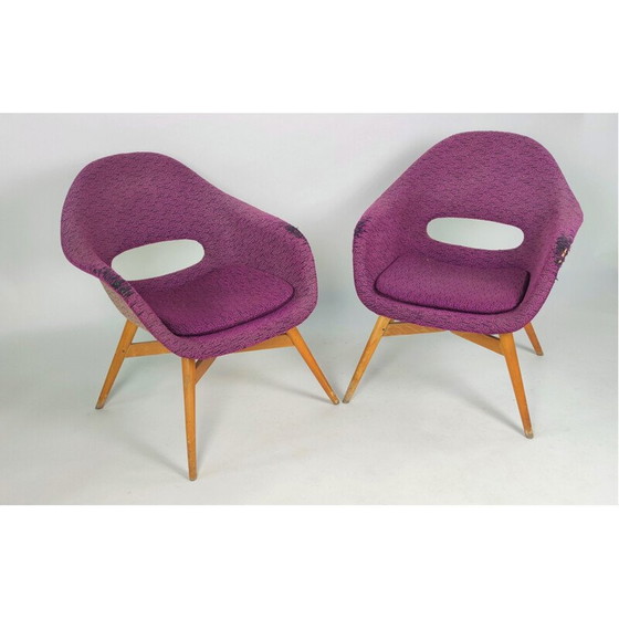 Image 1 of Pair of vintage shell armchairs by M. Navratil for Vertex, Czechoslovakia 1960