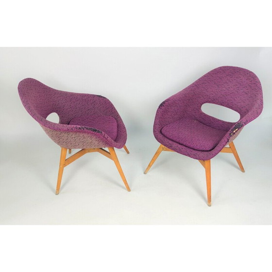 Image 1 of Pair of vintage shell armchairs by M. Navratil for Vertex, Czechoslovakia 1960