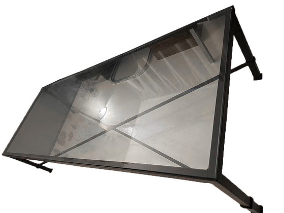 Image 1 of Tavolino da caffè scultoreo di grandi dimensioni • XXL • 180 cm x 70 cm • Ferro battuto e vetro artistico • 1980