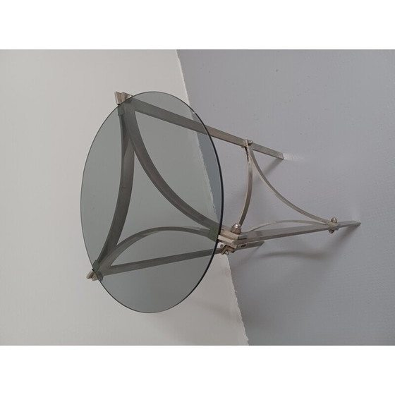Image 1 of Vintage smoked glass and metal side table, 1970