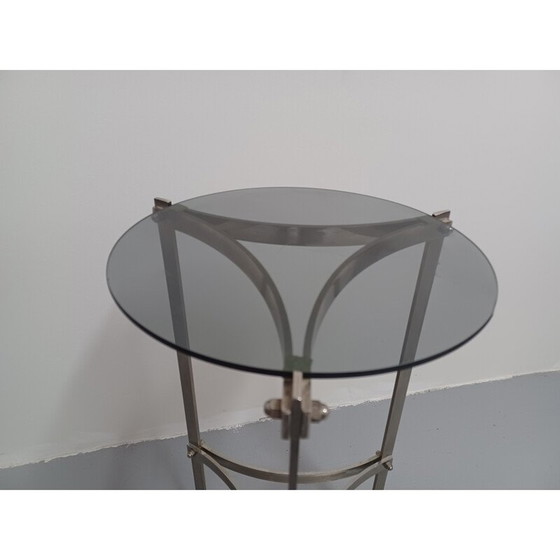 Image 1 of Vintage smoked glass and metal side table, 1970