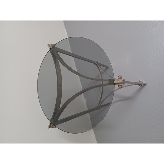 Image 1 of Vintage smoked glass and metal side table, 1970