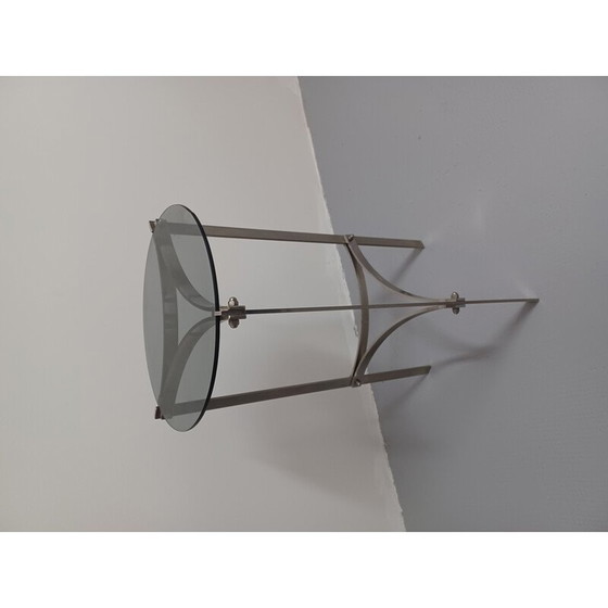 Image 1 of Vintage smoked glass and metal side table, 1970