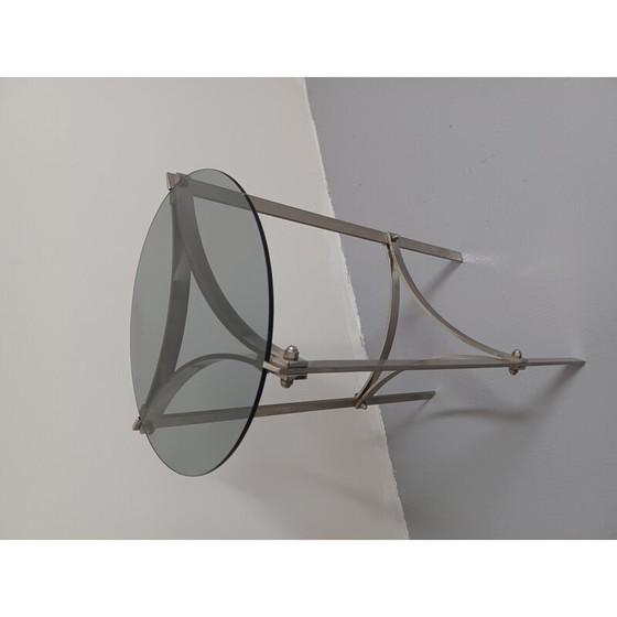 Image 1 of Vintage smoked glass and metal side table, 1970
