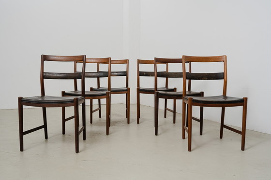 Image 1 of 6x Chaises de salle à manger de Helge Vestergaard Jensen, fabriquées par Peder Pedersen