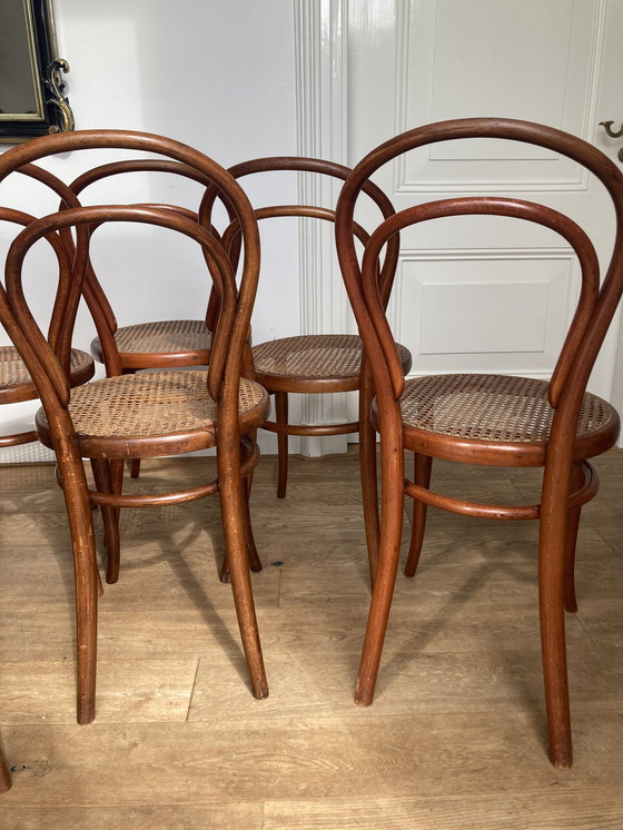 Image 1 of 6X Thonet No. 14 Chairs With Webbing Seats