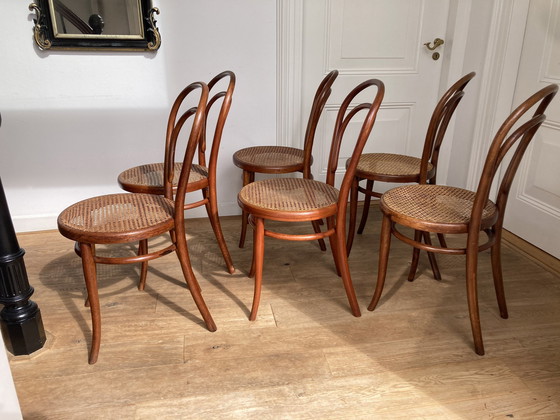 Image 1 of 6X Thonet No. 14 Chairs With Webbing Seats