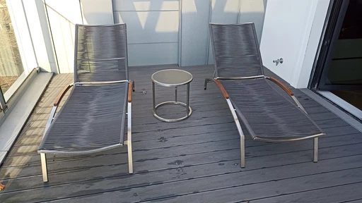 2x Artelia Inca L deck chairs and table