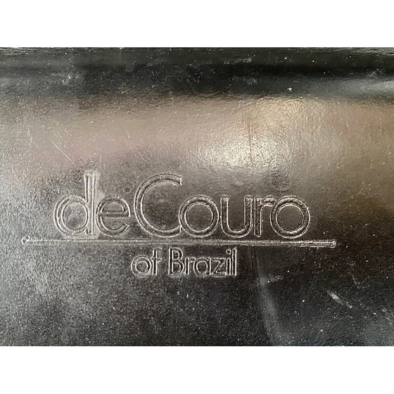 Image 1 of Set di 7 poltrone vintage in pelle nera di Couro Brasil