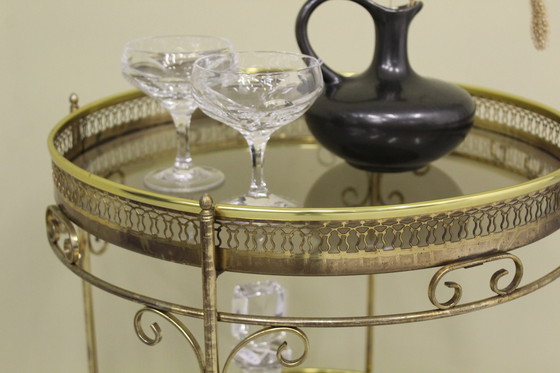 Image 1 of Chariot de bar vintage en laiton