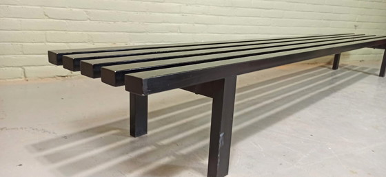 Image 1 of Vintage stalen lattenbank