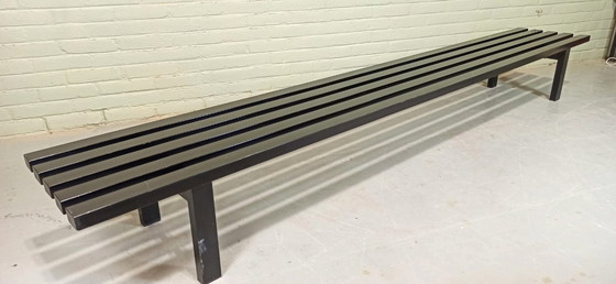 Image 1 of Vintage stalen lattenbank