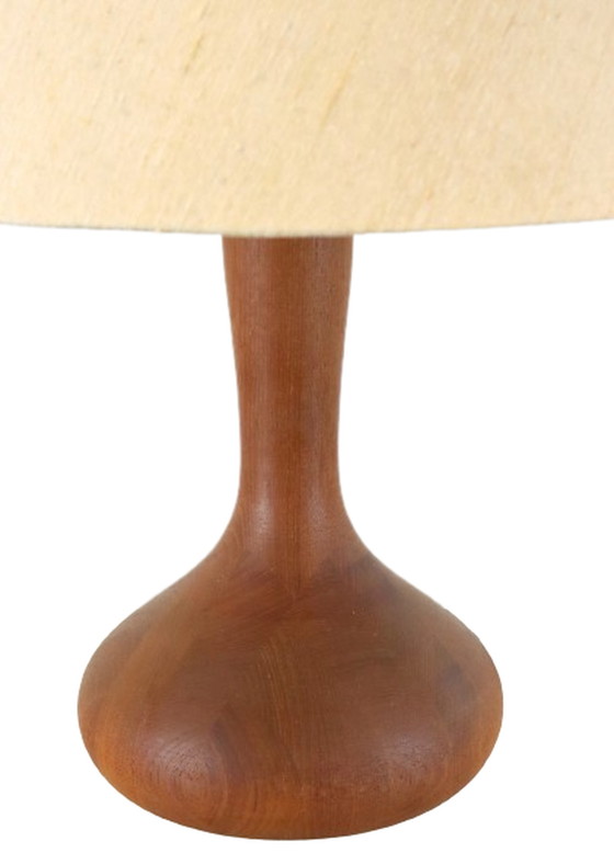 Image 1 of Teak wooden table lamp vintage