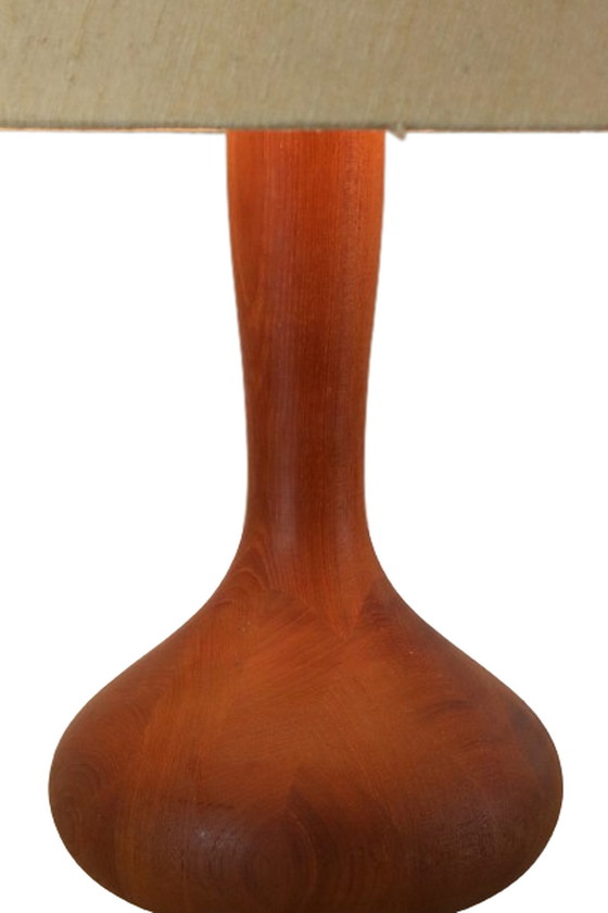 Image 1 of Teak wooden table lamp vintage