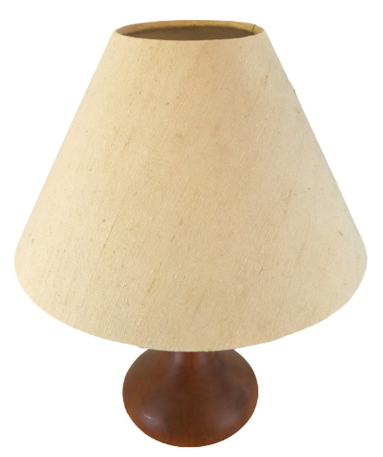 Image 1 of Teak wooden table lamp vintage