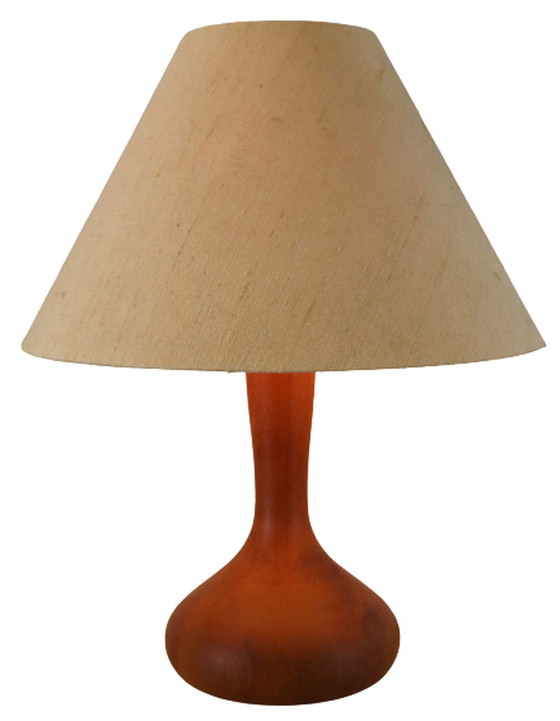 Image 1 of Teak wooden table lamp vintage