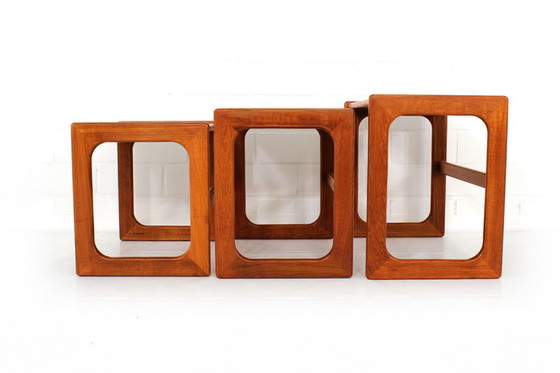 Image 1 of 3x Salin Nyborg Danish Mid Century Teak Nesting Table / Tables gigognes, tables d'appoint