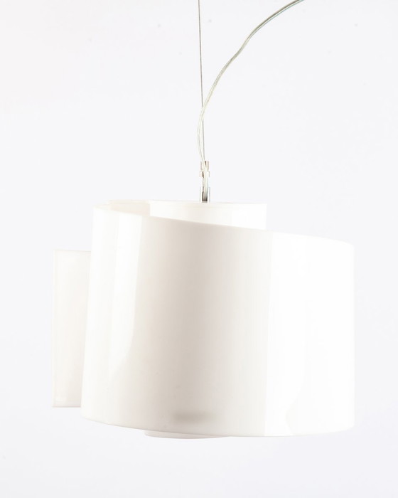 Image 1 of Spiral-shaped white hanging lamp made of Plexiglass, 1970s