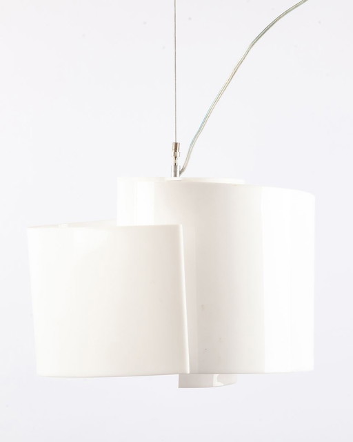 Spiral-shaped white hanging lamp made of Plexiglass, 1970s