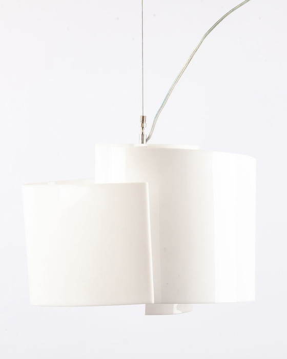 Image 1 of Spiral-shaped white hanging lamp made of Plexiglass, 1970s