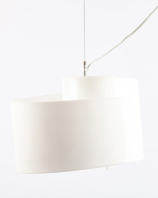 Spiral-shaped white hanging lamp made of Plexiglass, 1970s