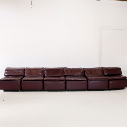 Vintage purple leather modular sofa