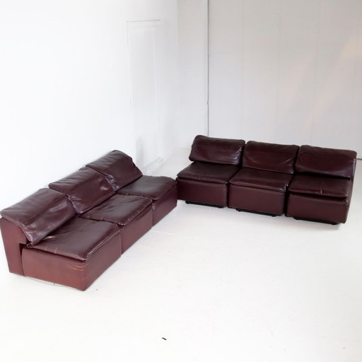 Vintage purple leather modular sofa